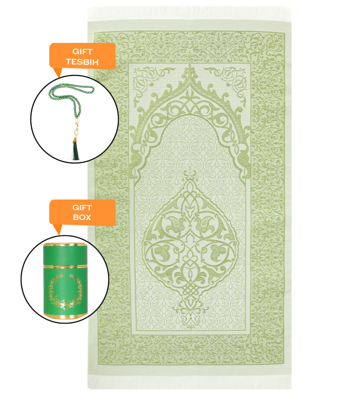 Muslim Prayer Rug With Tasbih For Islamic Gifts, Portable Islam Gift Box