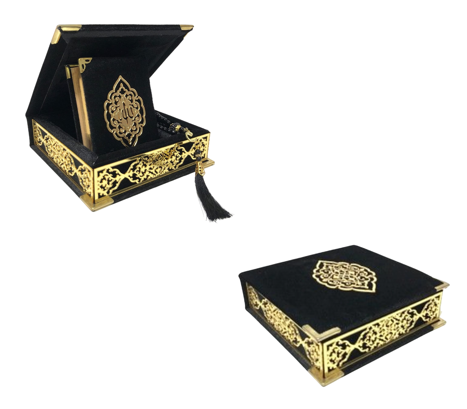 Velvet Quran Pearl Prayer Bead Set, Islamic Gifts for Eid Ramadan, Portable Box