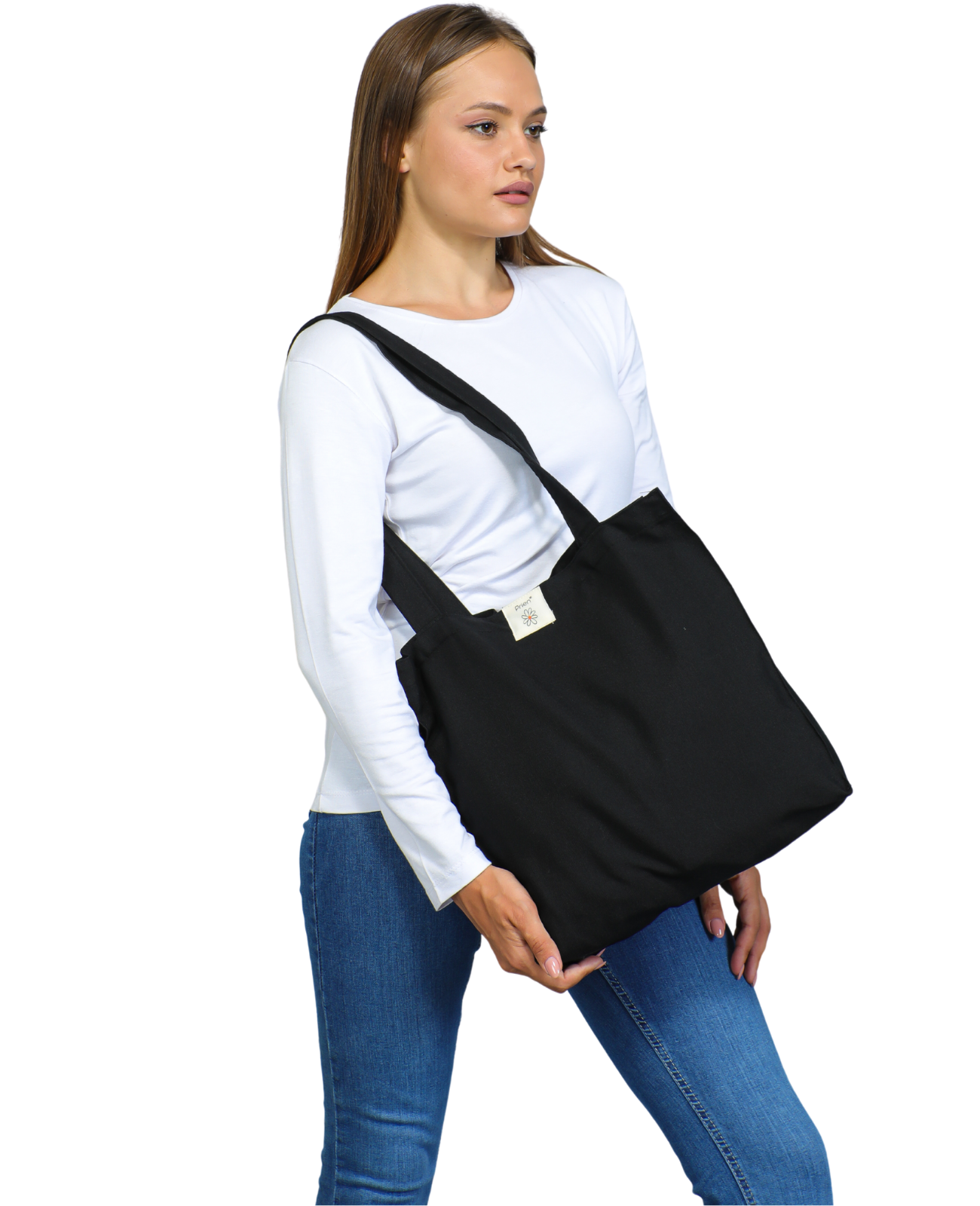 Cotton Tote Bag for Women - Black