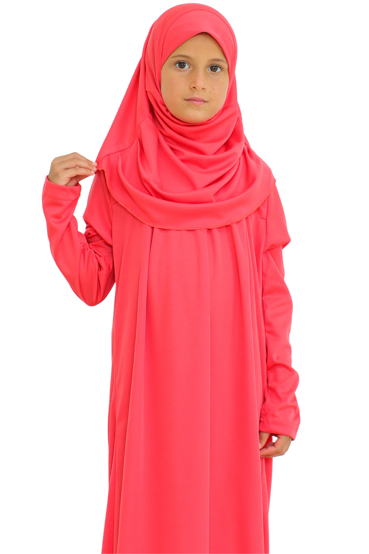 Kids Prayer Dress Muslim Clothes for Girls Long Sleeve Abaya with Hijab Two Piece Maxi Islamic Set Scarf Kaftan Jilbab