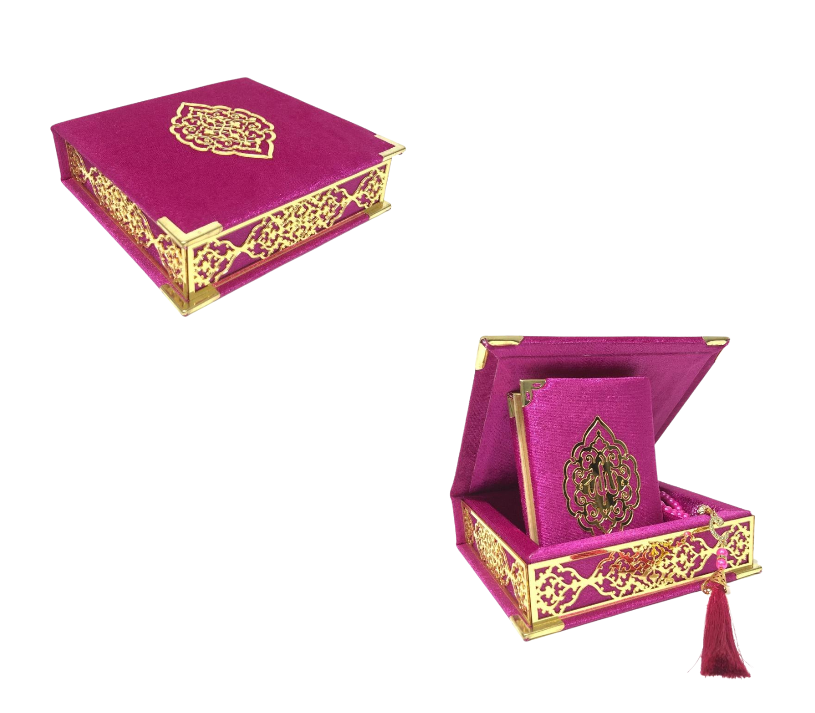 Velvet Quran Pearl Prayer Bead Set, Islamic Gifts for Eid Ramadan, Portable Box