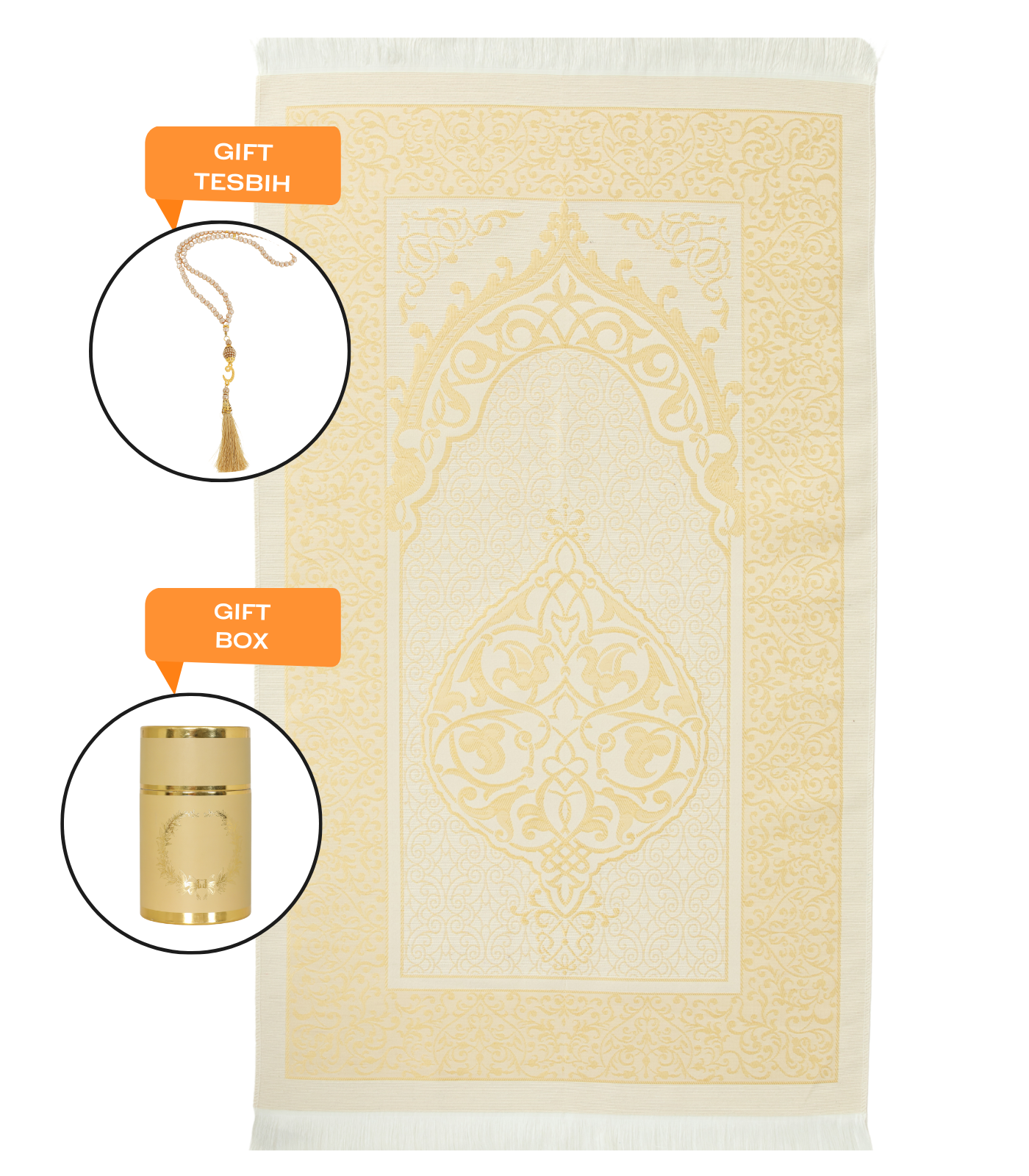 Muslim Prayer Rug With Tasbih For Islamic Gifts, Portable Islam Gift Box