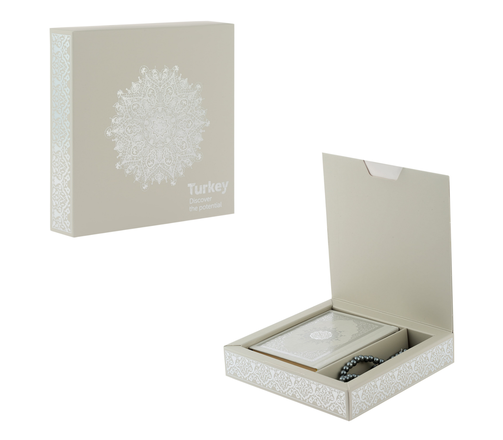 Muslim Gifts for Eid, Gilt Covered Gift Box, Silvered Quran Gifts for Ramadan Mosque