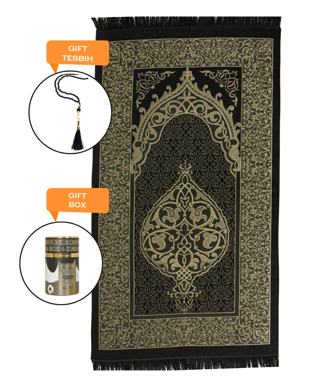 Muslim Prayer Rug With Tasbih For Islamic Gifts, Portable Islam Gift Box