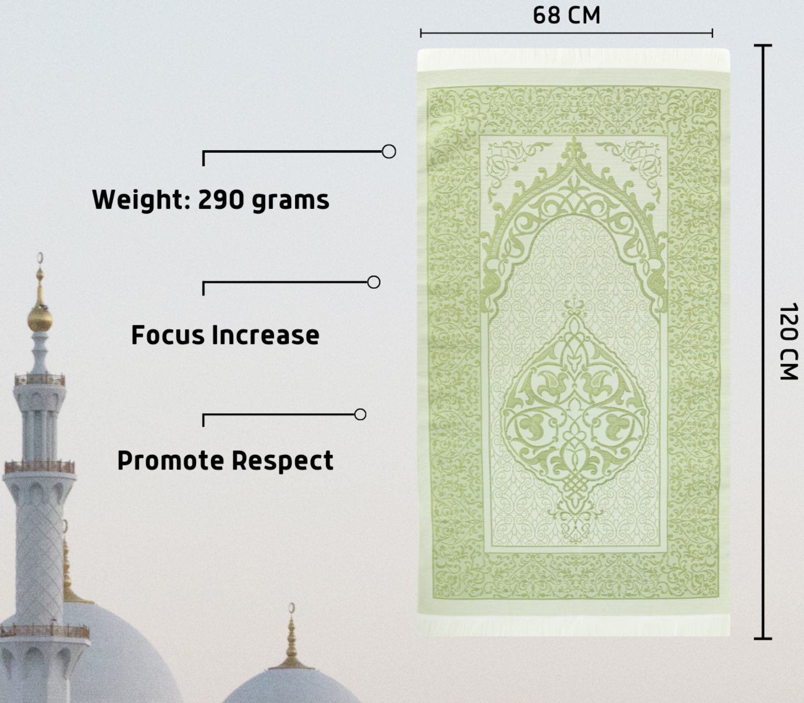 Prayer Rug with Tasbih Bag for Pray, Muslim Gifts Bayram, Mat Salah, Sajadah for Women & Men