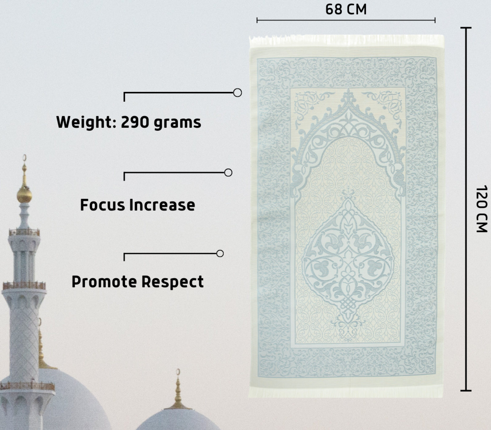 Prayer Rug with Tasbih Bag for Pray, Muslim Gifts Bayram, Mat Salah, Sajadah for Women & Men