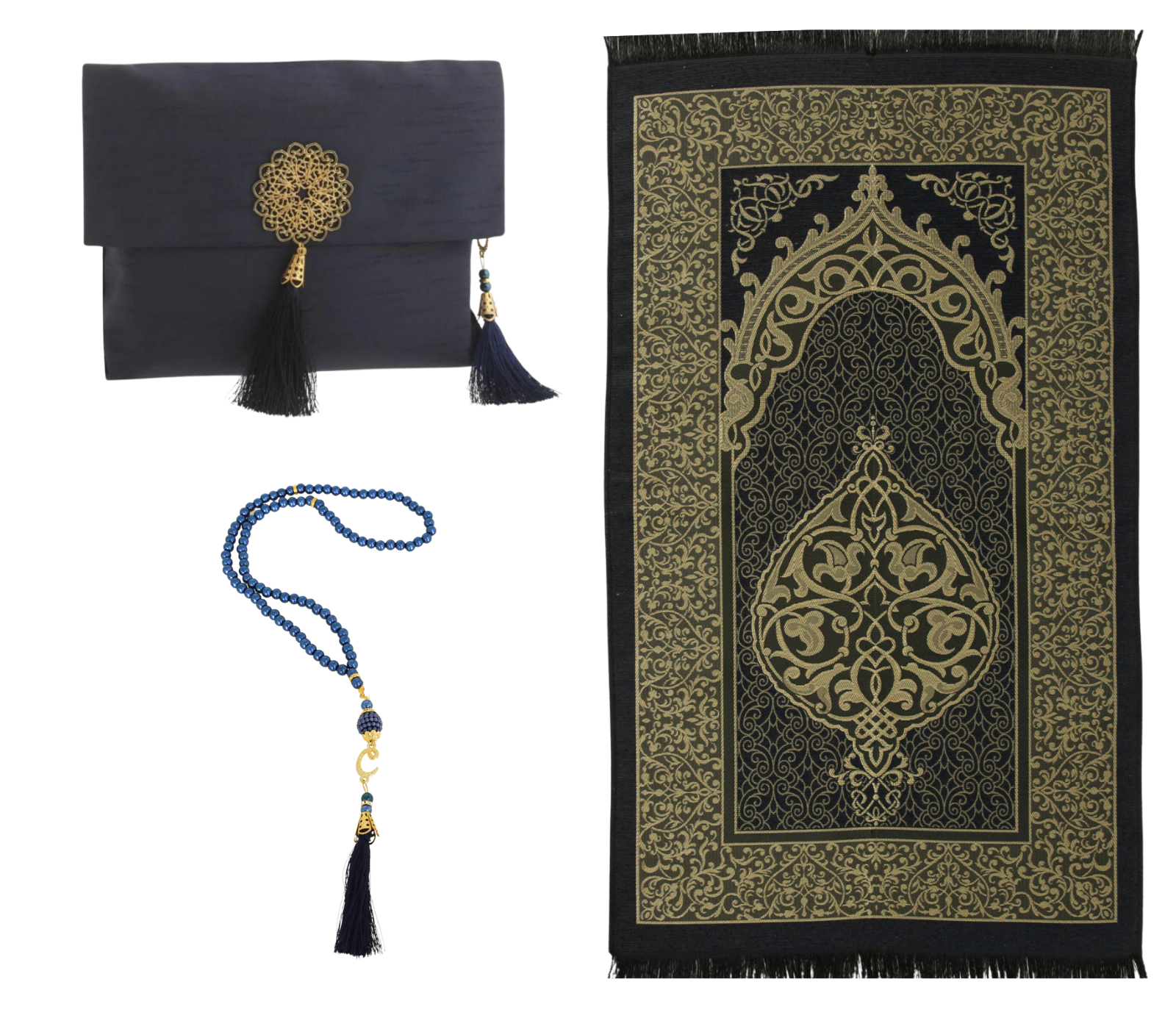 Muslim Prayer Rug With Tasbih and Portable Bag - Purple