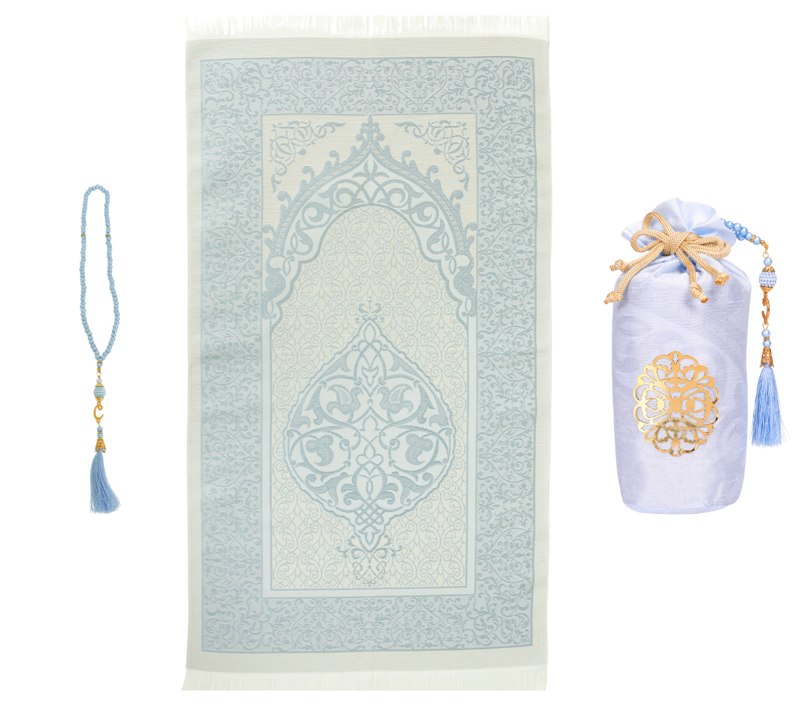 Prayer Rug with Tasbih Bag for Pray, Muslim Gifts Bayram, Mat Salah, Sajadah for Women & Men