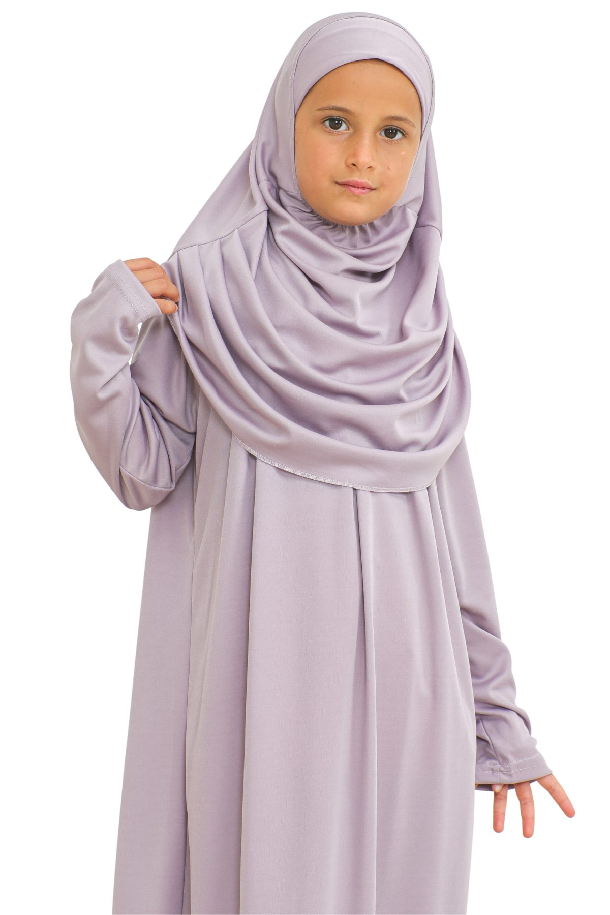 Kids Prayer Dress Muslim Clothes for Girls Long Sleeve Abaya with Hijab Two Piece Maxi Islamic Set Scarf Kaftan Jilbab