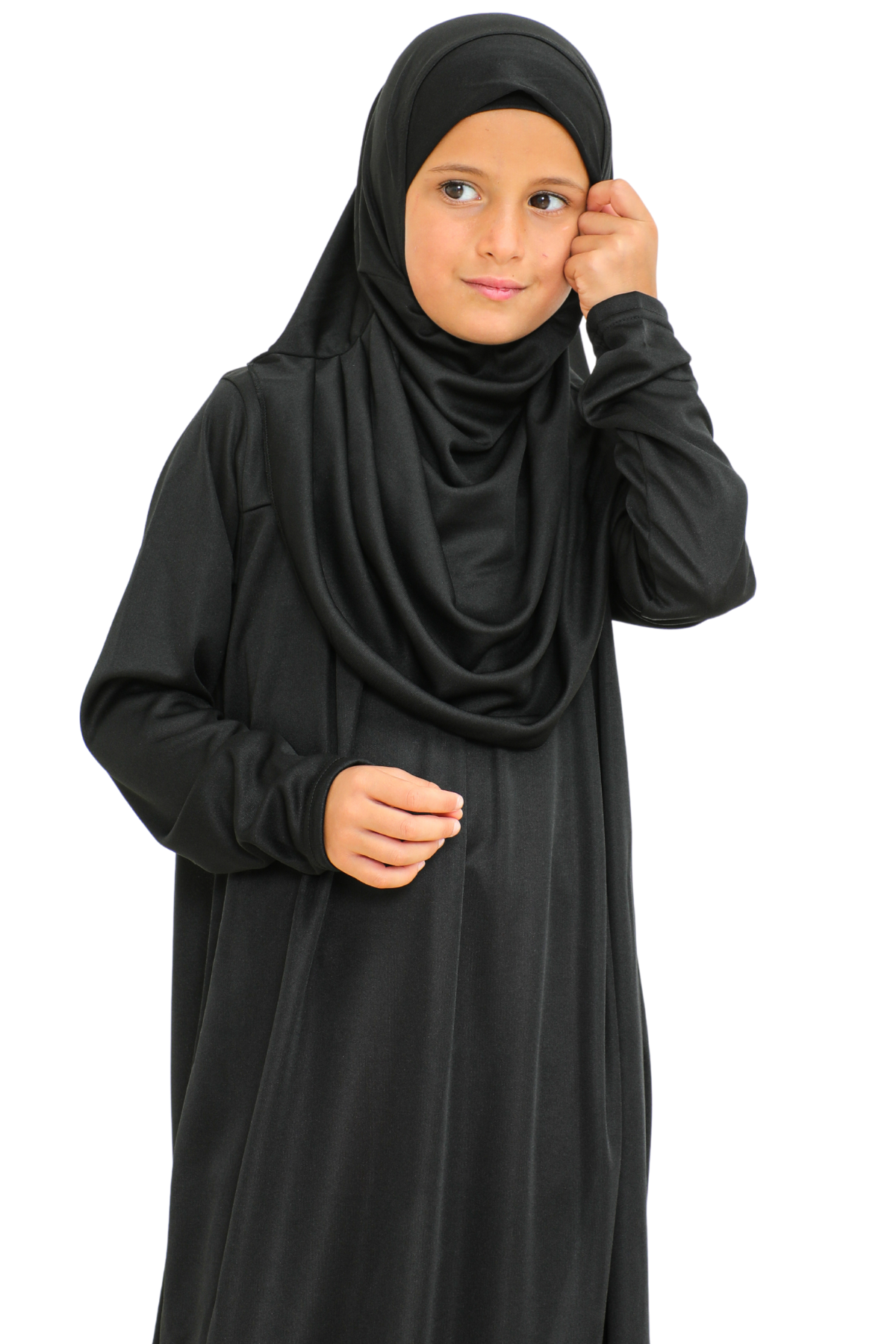 Kids Prayer Dress Muslim Clothes for Girls Long Sleeve Abaya with Hijab Two Piece Maxi Islamic Set Scarf Kaftan Jilbab