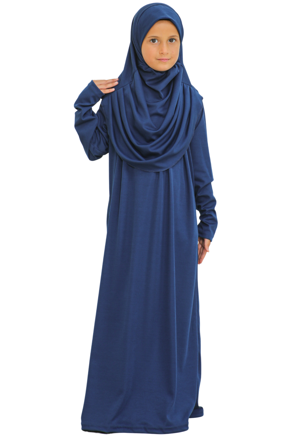 Kids Prayer Dress Muslim Clothes for Girls Long Sleeve Abaya with Hijab Two Piece Maxi Islamic Set Scarf Kaftan Jilbab