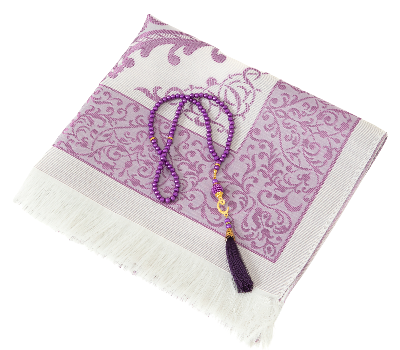 Muslim Prayer Rug With Tasbih and Portable Bag - Purple