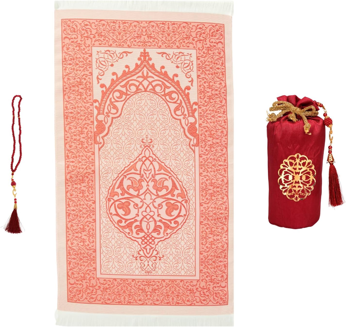 Prayer Rug with Tasbih Bag for Pray, Muslim Gifts Bayram, Mat Salah, Sajadah for Women & Men