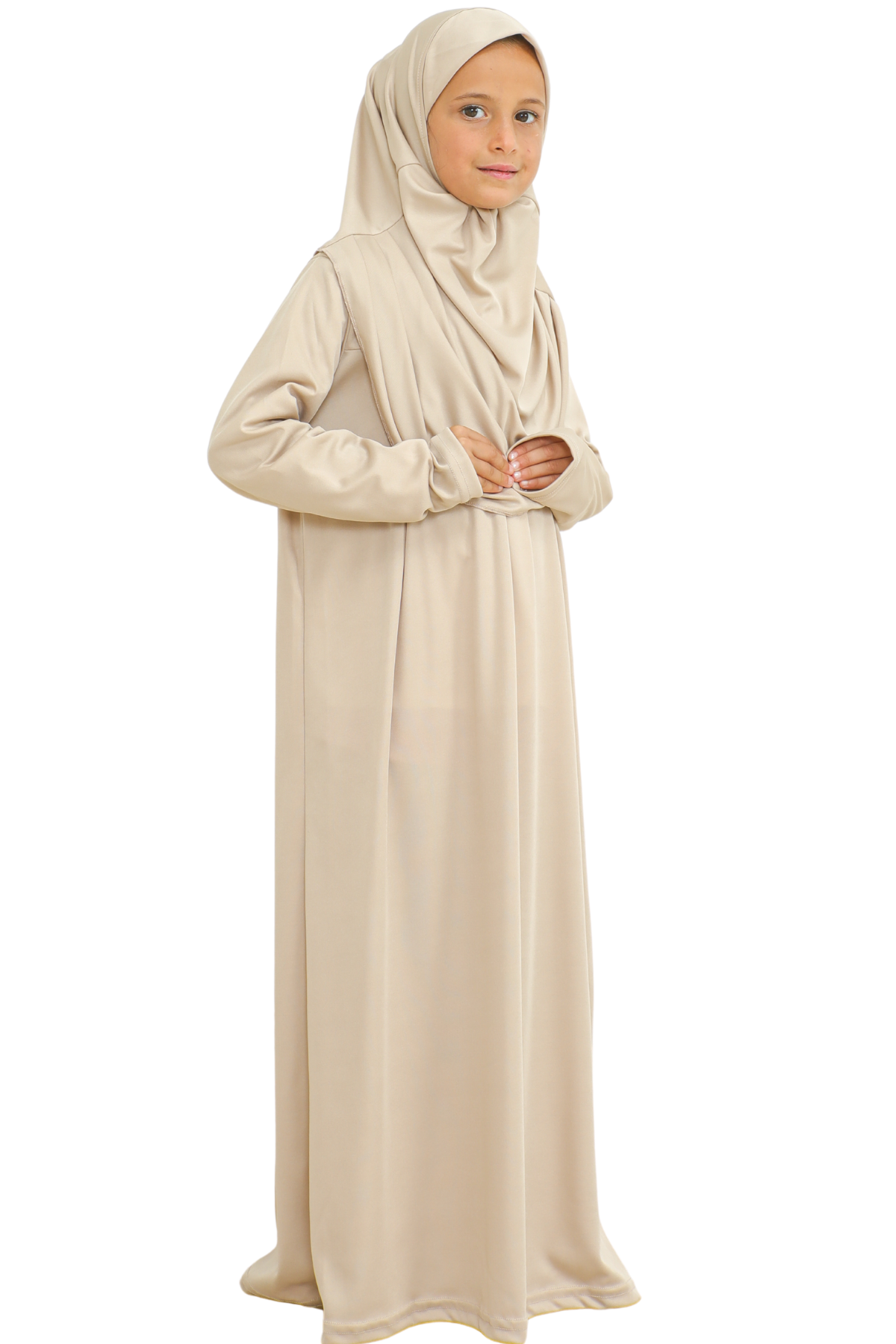 Kids Prayer Dress Muslim Clothes for Girls Long Sleeve Abaya with Hijab Two Piece Maxi Islamic Set Scarf Kaftan Jilbab